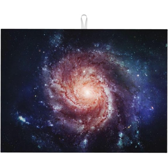 Spiral Galaxy Dish Drying Mat TUniverse Space Constellation Deep Space Stars Drying Rack Pad Countertop Dishes Ultra Absorbent Microfiber Kitchen Counter Mat 18x24 Inch
