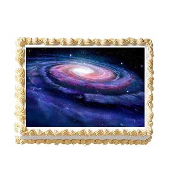 Spiral Galaxy Edible Image Icing Cake Topper for Quarter Sheet Cake, by Tnct.