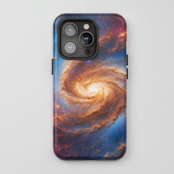 Spiral Galaxy For All iPhone Series Tough Phone Case Space Nebula Blue Orange