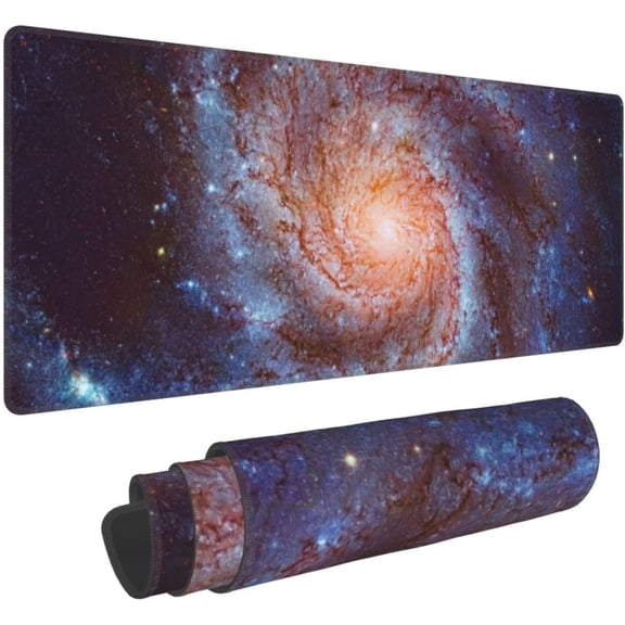 Spiral Galaxy Outer Space XL Large Mouse Pad with Stitched Edges Long Non-Slip Rubber Base Mousepad Nebula Astronomy Laptop Keyboard Mat Desk Pad for Office Home Desk Decor, 31.5" X 11.8"