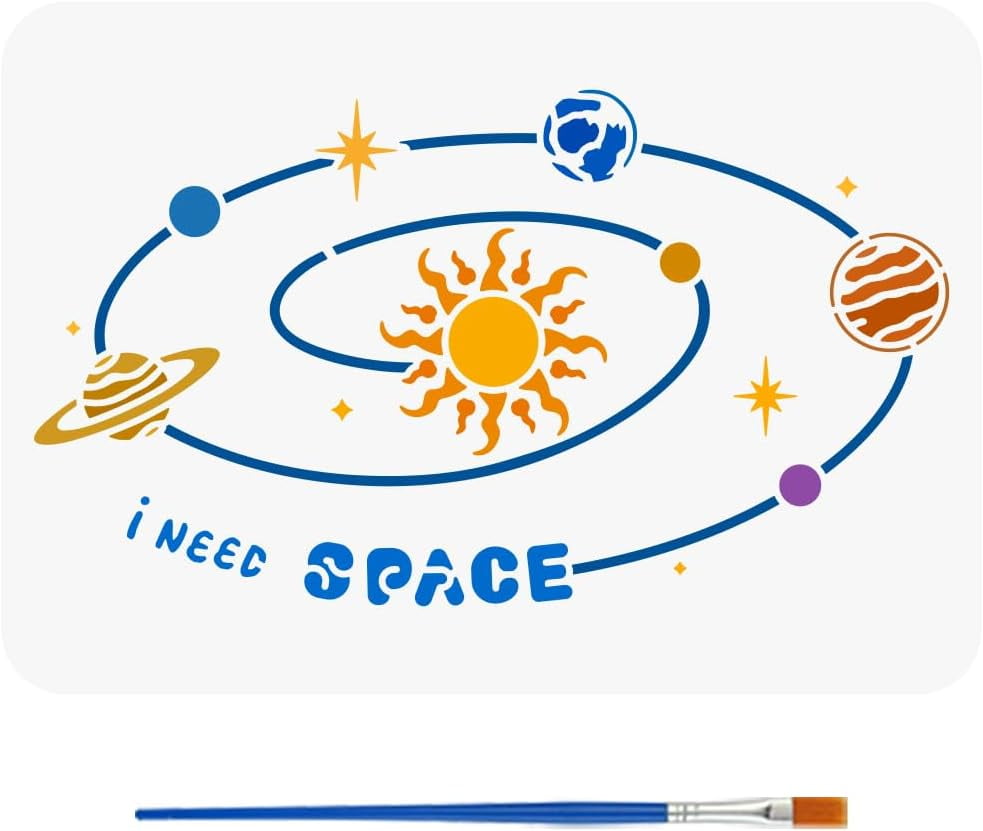 Spiral Galaxy Pattern Stencil with Brush 11.7x8.3Inch Space Planet ...