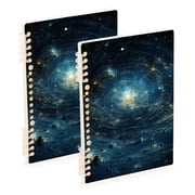 Spiral Galaxy with Stars and Nebulae 2 Pcs Spiral Notebooks 60 Sheets 120 Pages A5 Journal Notepad 8.3x5.7 Inch Thick Adjustable College Ruled Paper