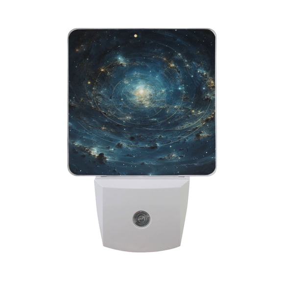 Spiral Galaxy with Stars and Nebulae Night Light 2 Pack LED Nightlight Plug into Wall Dusk to Dawn Sensor Soft White