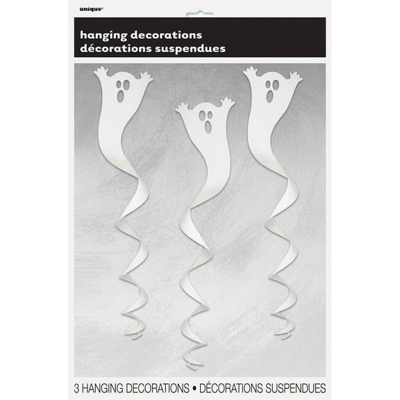 Spiral Ghost Halloween Hanging Decorations, White, 33.5in, 3ct