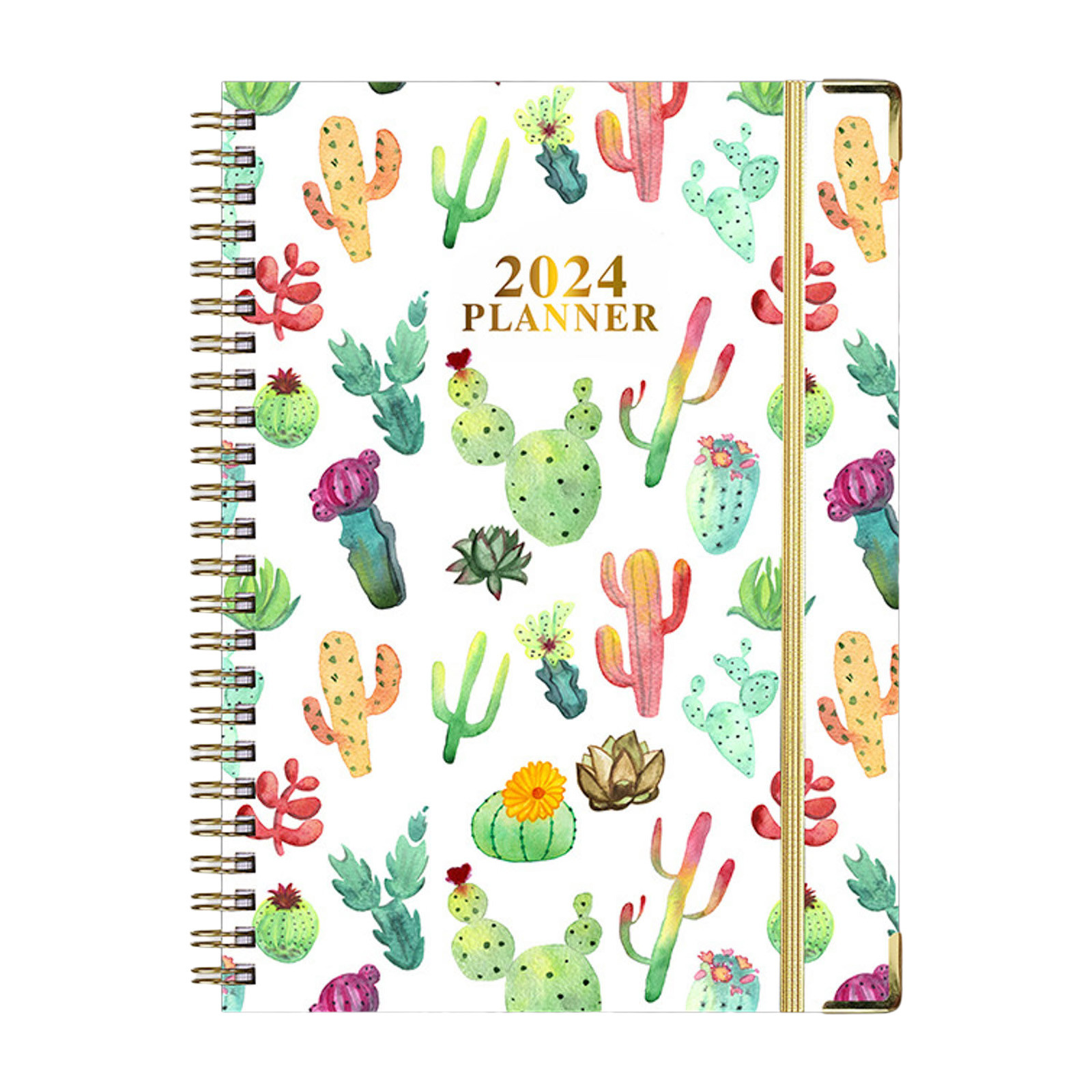 Spiral Graph Paper Hardcover Planner 2024 English Agenda A5 Planning