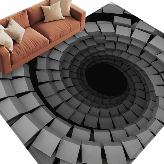 Spiral Grey Area Rug 8x10 Washable Rug Non Slip Block Vortex Optical Illusion Modern Large Area Rug Soft Stainresistant Indoor Floor Carpet for Living Room Bedroom Home Office Dining Room Nursery