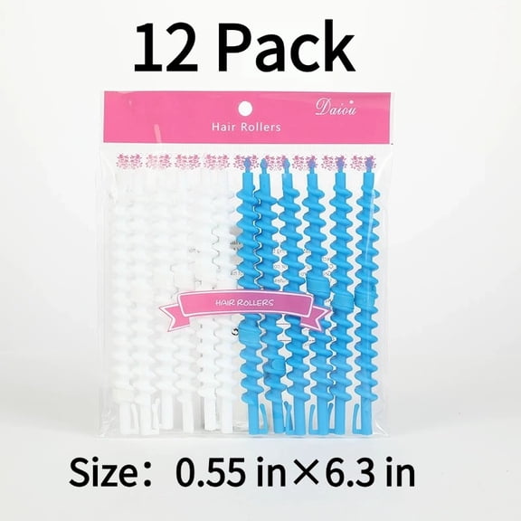 Spiral Hair Rollers 12 Pack, 3 Sizes Cold Wave Rods for Long Short Hair, No Heat Curlers