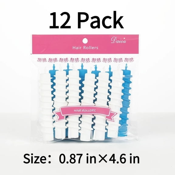 Spiral Hair Rollers 12 Pack, 3 Sizes Cold Wave Rods for Long Short Hair, No Heat Curlers