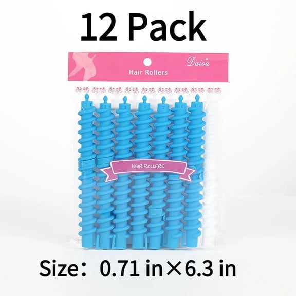 Spiral Hair Rollers 12 Pack, 3 Sizes Cold Wave Rods for Long Short Hair, No Heat Curlers