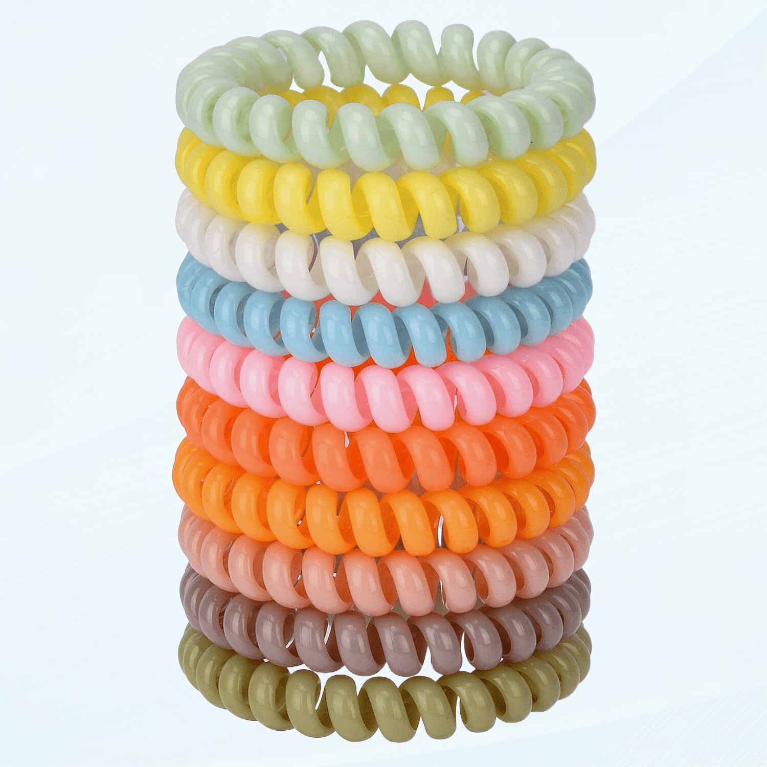 Lot De 10 élastiques à Cheveux Spirale Métalliques - Type Cordon Téléphone - Multicolores