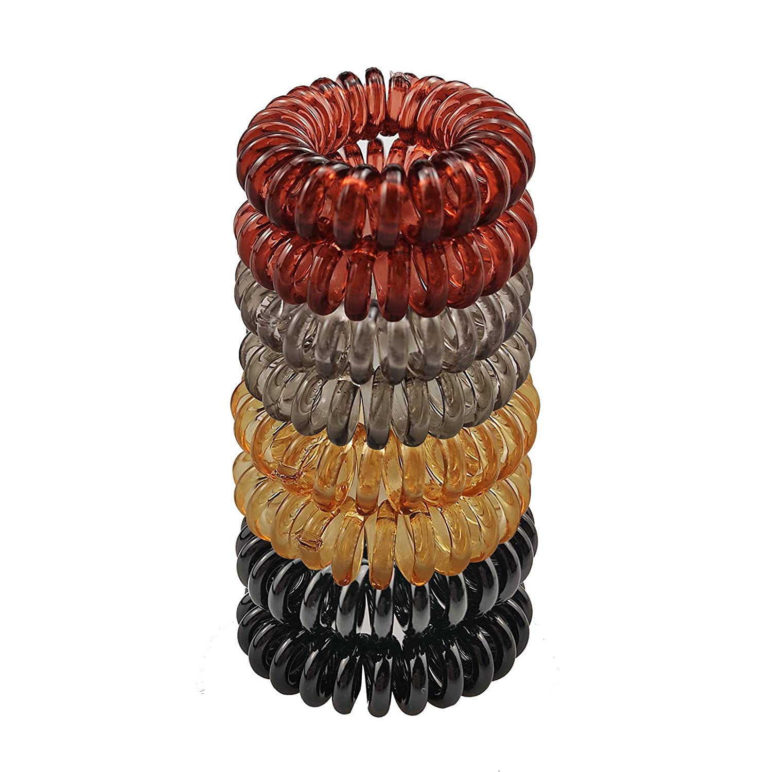 Spiral Hair Ties (8 Pieces), Coil Hair Ties for Thick Hair, Ponytail Holder Hair Ties for Women (four Colors), No Crease Hair Ties, Phone Cord Hair Ties for all Hair Types with Plastic Spiral. - image 1 of 7