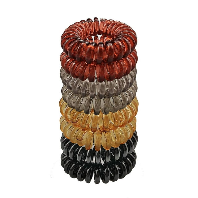 Spiral Hair Ties (8 Pieces), Coil Hair Ties for Thick Hair, Ponytail Holder Hair Ties for Women (four Colors), No Crease Hair Ties, Phone Cord Hair Ties for all Hair Types with Plastic Spiral.