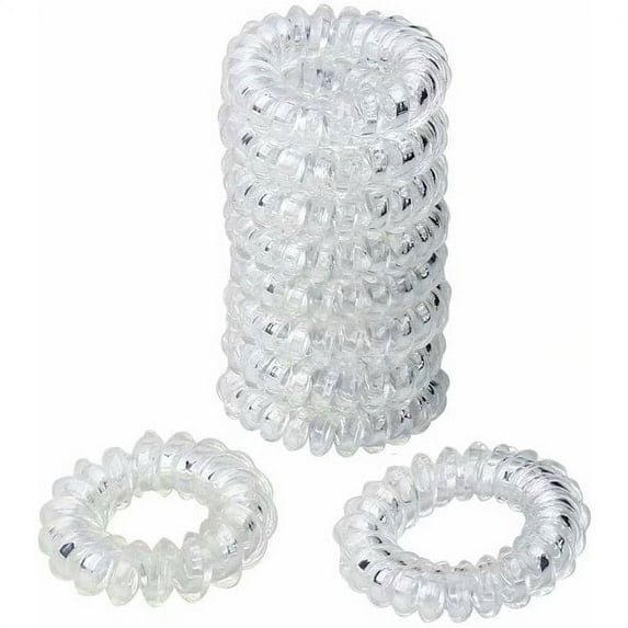 Spiral Hair Ties Clear Coil Hair Ties Phone Cord Plastic Hair Coils Set 10 Pcs No Crease Hair Bands Painless Ponytail Holder Fashion Wrist Bracelet Elastics Accessories for Women Girls