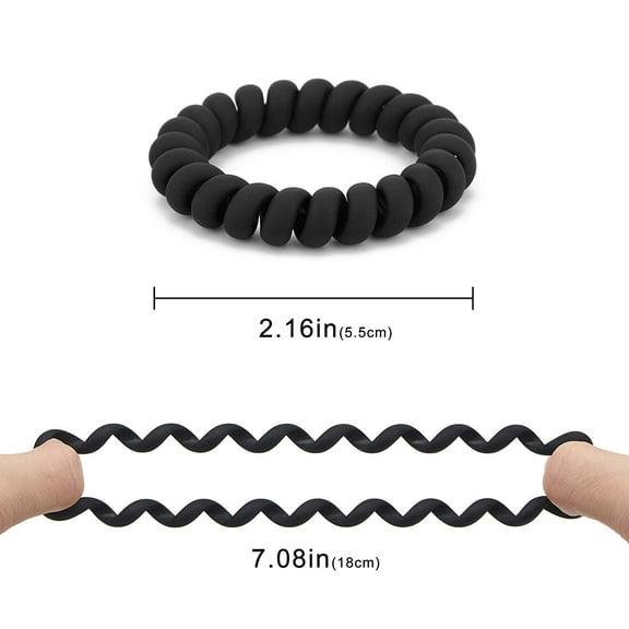 Spiral Hair Ties (Matte Black,12 Pcs), Coil Hair Ties for Thick Hair, Ponytail Holder Hair Ties for Women, No Crease Hair Ties, Phone Cord Hair Ties for all Hair Types with Plastic Spiral