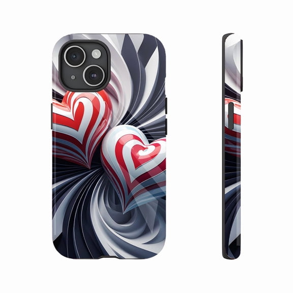Spiral Heart Art Design Protective Case Compatible with iPhone 11/12/13/14/15/16 (Pro Max/Plus) for Couples Valentine’s Day Gift