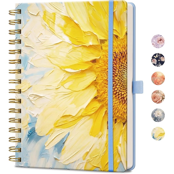 Spiral Journal Notebook, 160 Lined Pages, A5 Medium Size (5.7'' x 8.3''), for Women, Journaling, Writing, Work & Office, Hardcover, 100 GSM Thick Paper (Vibrant Sunflower)