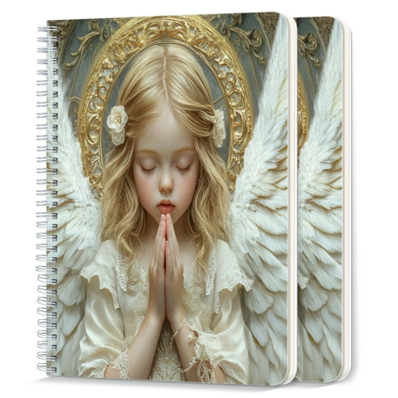 Spiral Journal Notebook,50 Sheets A5 College Ruled Notebook/Journal 2 Pcs for School Office Home - Beautiful Little Angel Hands Folded in Prayer