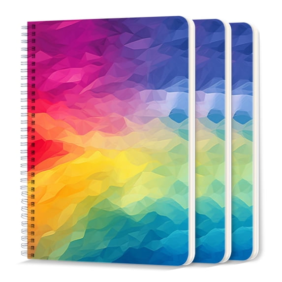 Spiral Journal Notebook,50 Sheets A5 College Ruled Notebook/Journal 3 Pcs for School Office Home - Colorful Geometric Background With Rainbow Color Gradient