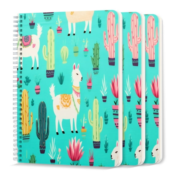 Spiral Journal Notebook,50 Sheets A5 College Ruled Notebook/Journal 3 Pcs for School Office Home - Cute All-Over Precipitation Design Turquoise Background