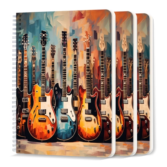 Spiral Journal Notebook,50 Sheets A5 College Ruled Notebook/Journal 3 Pcs for School Office Home - Different Electric Guitars Each With Unique Body Shape