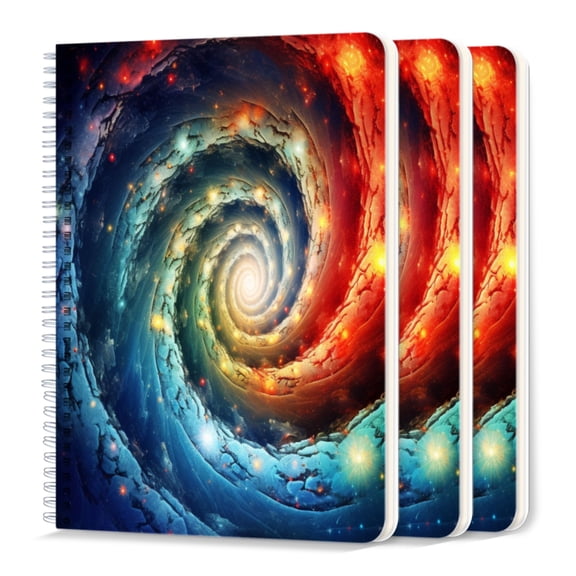 Spiral Journal Notebook,50 Sheets A5 College Ruled Notebook/Journal 3 Pcs for School Office Home - Spiral Galaxy With Vibrant Colors And Swirling Patterns