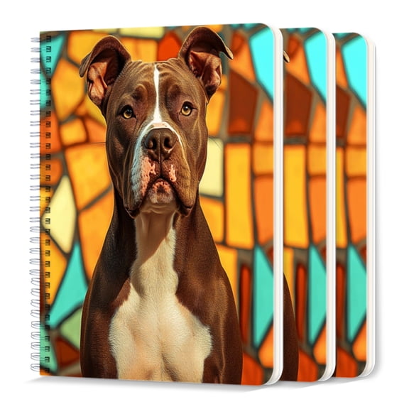 Spiral Journal Notebook,50 Sheets A5 College Ruled Notebook/Journal 3 Pcs for School Office Home - Brown And White Pit Bull With Gorilla-Like Muscles