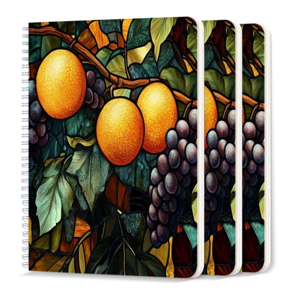 Spiral Journal Notebook,50 Sheets A5 College Ruled Notebook/Journal 3 Pcs for School Office Home - Close-Up of Elegant Fruit Still Life