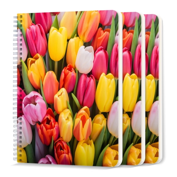 Spiral Journal Notebook,50 Sheets A5 College Ruled Notebook/Journal 3 Pcs for School Office Home - Colorful Tulip