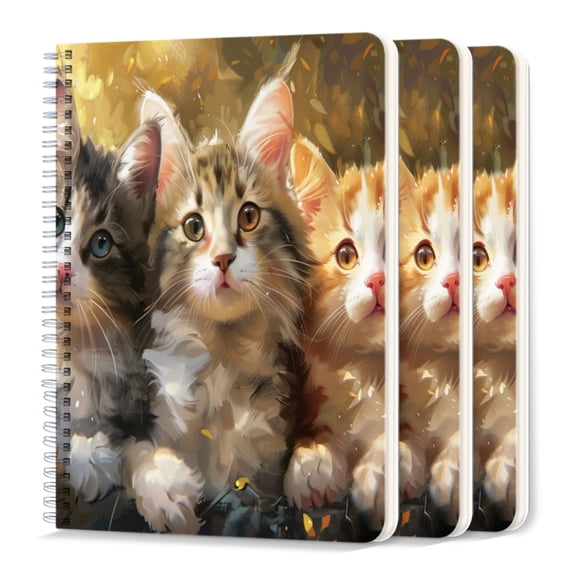 Spiral Journal Notebook,50 Sheets A5 College Ruled Notebook/Journal 3 Pcs for School Office Home - Cute Kittens With Beautiful Eyes And Long Fur