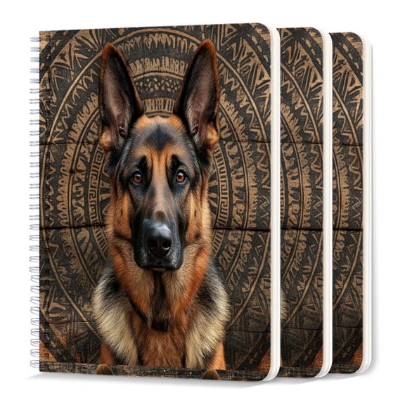 Spiral Journal Notebook,50 Sheets A5 College Ruled Notebook/Journal 3 Pcs for School Office Home - German Shepherd Dog Depicted in The Photo