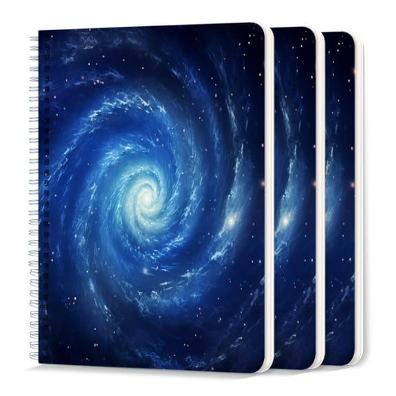 Spiral Journal Notebook,50 Sheets A5 College Ruled Notebook/Journal 3 Pcs for School Office Home - Spiral Galaxy in Deep Blue