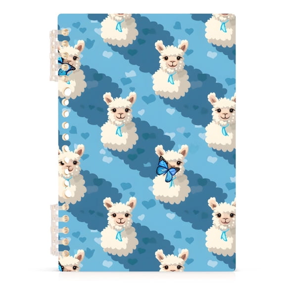 Spiral Journal Notebook Alpaca with Blue Bow Tie A5 Lined Hardcover PP Material with 60 Pages Paper College Ruled Notebook for Work Note Taking Writing 5.7x8.3 Inch