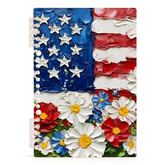 Spiral Journal Notebook American Flag A5 Lined Hardcover PP Material with 60 Pages Paper College Ruled Notebook for Work Note Taking Writing 5.7x8.3 Inch