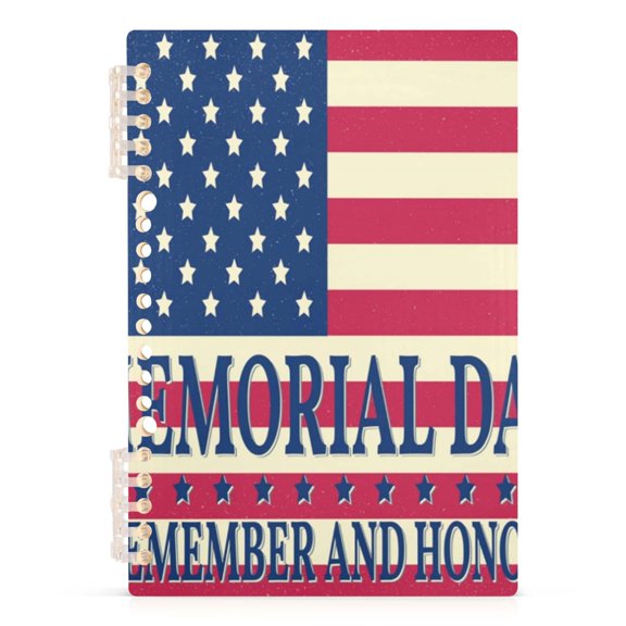 Spiral Journal Notebook American Flag Embroidered A5 Lined Hardcover PP Material with 60 Pages Paper College Ruled Notebook for Work Note Taking Writing 5.7x8.3 Inch