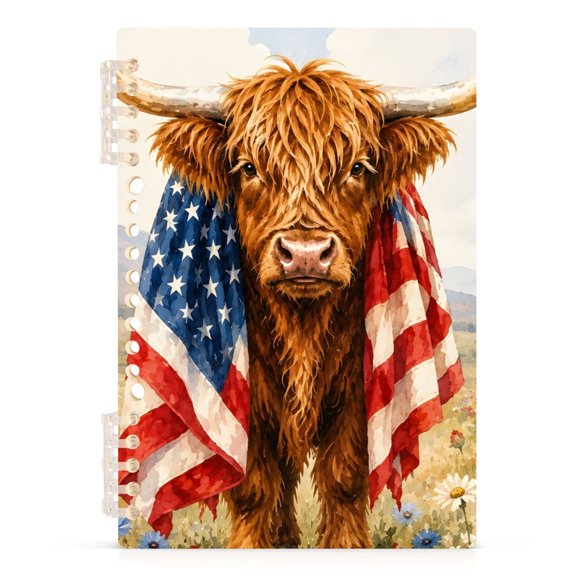 Spiral Journal Notebook American Highland Cow A5 Lined Hardcover PP Material with 60 Pages Paper College Ruled Notebook for Work Note Taking Writing 5.7x8.3 inch