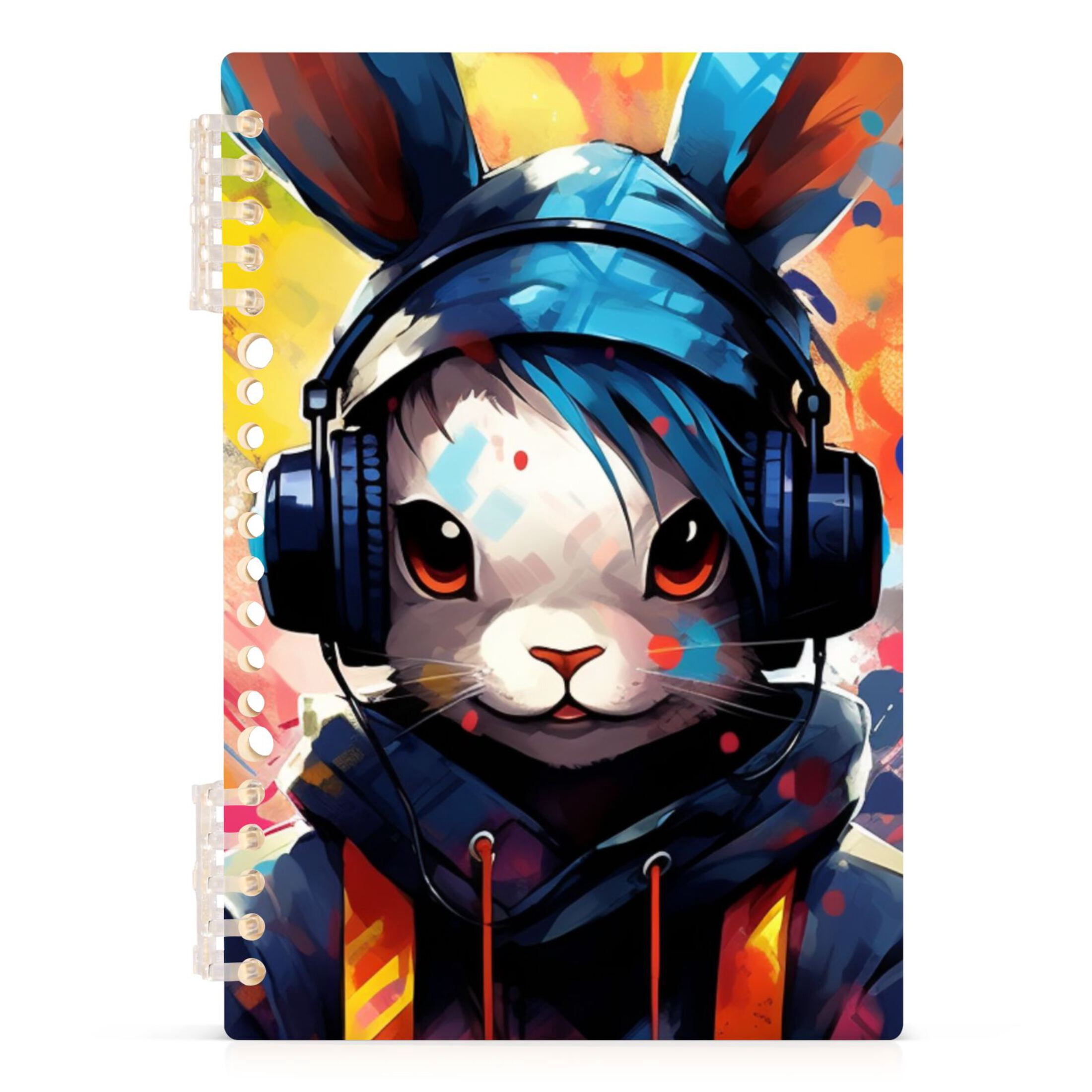 Spiral Journal Notebook Anime Bunny in Neon Colors A5 Lined Hardcover ...