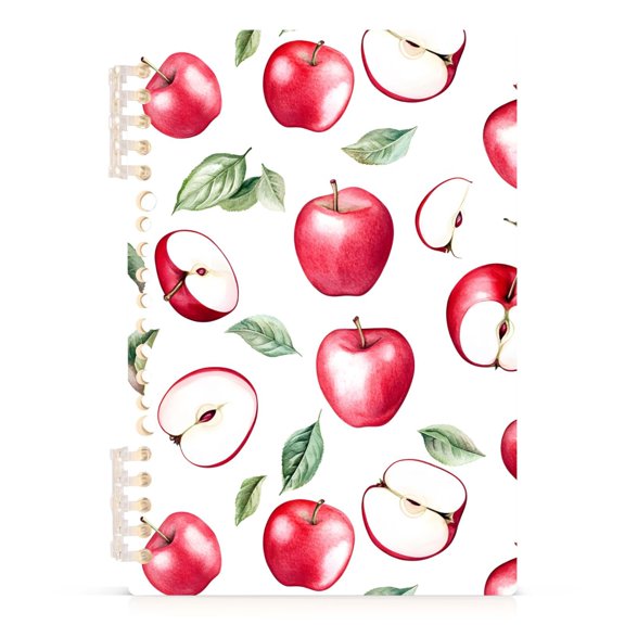 Spiral Journal Notebook Apple A5 Lined Hardcover PP Material with 60 Pages Paper College Ruled Notebook for Work Note Taking Writing 5.7x8.3 Inch