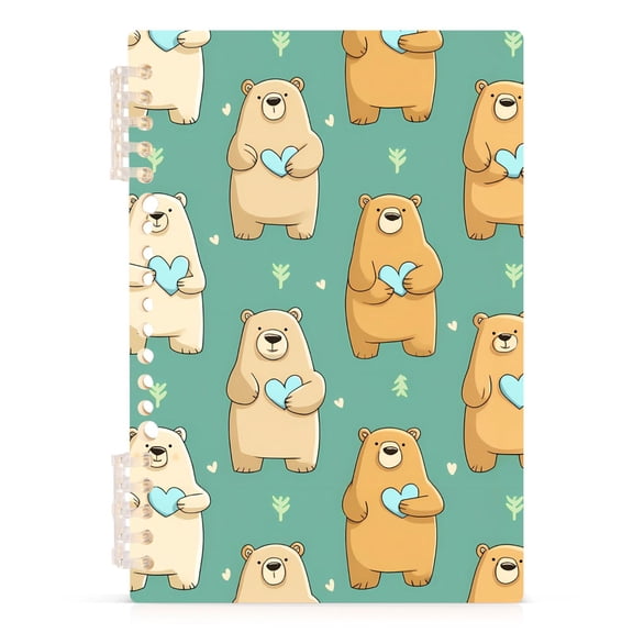 Spiral Journal Notebook Bear Heart A5 Lined Hardcover PP Material with 60 Pages Paper College Ruled Notebook for Work Note Taking Writing 5.7x8.3 Inch