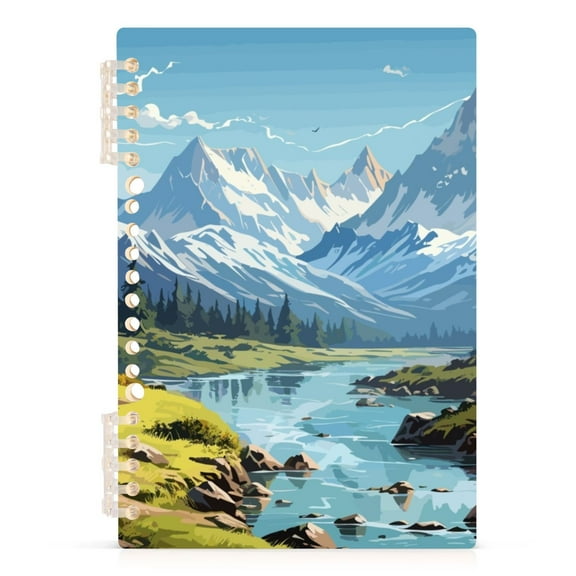 Spiral Journal Notebook Beautiful Landscape River Mountain College Ruled Notebook 8.3" x 5.7" A5 Lined Thick Paper Page
