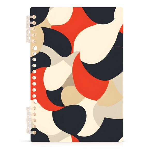 Spiral Journal Notebook Black and White Red A5 Lined Hardcover PP Material with 60 Pages Paper College Ruled Notebook for Work Note Taking Writing 5.7x8.3 Inch