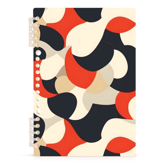 Spiral Journal Notebook Black and White Red A5 Lined Hardcover PP Material with 60 Pages Paper College Ruled Notebook for Work Note Taking Writing 5.7x8.3 Inch