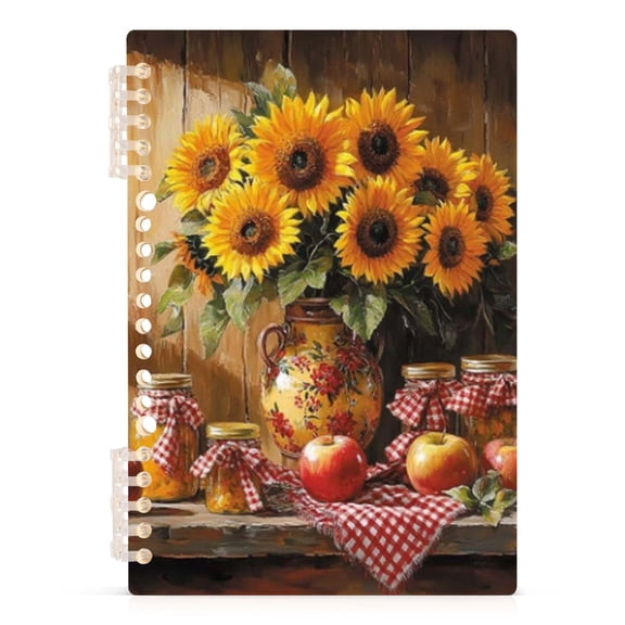 Spiral Journal Notebook Blooming Sunflowers A5 Lined Hardcover PP Material with 60 Pages Paper College Ruled Notebook for Work Note Taking Writing 5.7x8.3 Inch