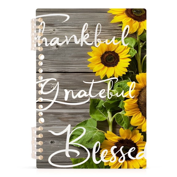 Spiral Journal Notebook Blooming Sunflowers A5 Lined Hardcover PP Material with 60 Pages Paper College Ruled Notebook for Work Note Taking Writing 5.7x8.3 Inch