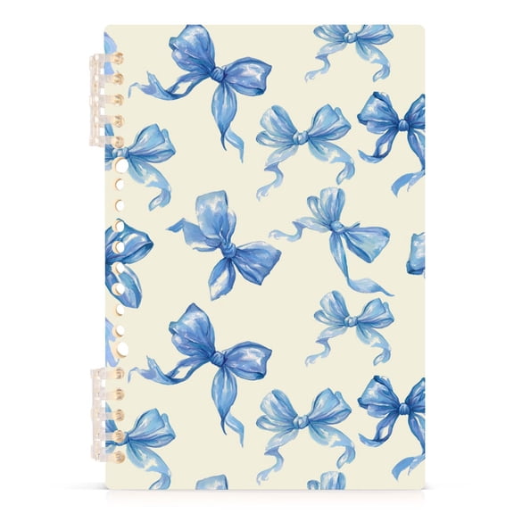 Spiral Journal Notebook Blue Bow A5 Lined Hardcover PP Material with 60 Pages Paper College Ruled Notebook for Work Note Taking Writing 5.7x8.3 Inch
