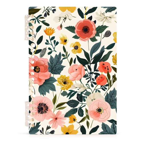 Spiral Journal Notebook Botanical Floral Vector A5 Lined Hardcover PP Material with 60 Pages Paper College Ruled Notebook for Work Note Taking Writing 5.7x8.3 Inch