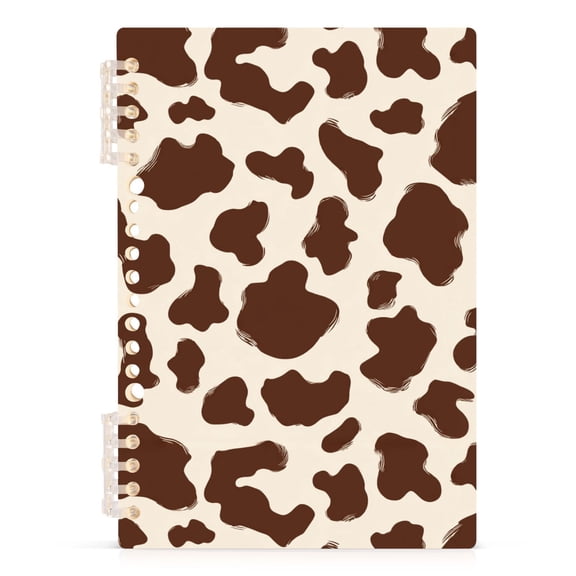 Spiral Journal Notebook Brown and White Cow Print Spots A5 Lined Hardcover PP Material with 60 Pages Paper College Ruled Notebook for Work Note Taking Writing 5.7x8.3 Inch