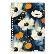 Spiral Journal Notebook Brushstroke Flower A5 Lined Hardcover PP Material with 60 Pages Paper College Ruled Notebook for Work Note Taking Writing 5.7x8.3 Inch