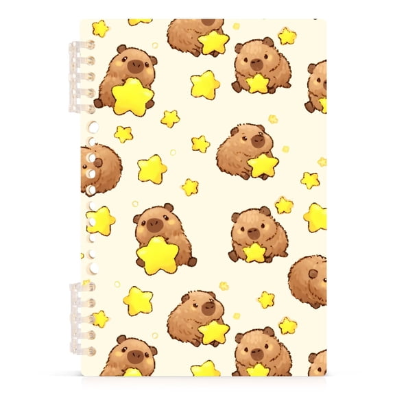 Spiral Journal Notebook Capybara Star A5 Lined Hardcover PP Material with 60 Pages Paper College Ruled Notebook for Work Note Taking Writing 5.7x8.3 Inch