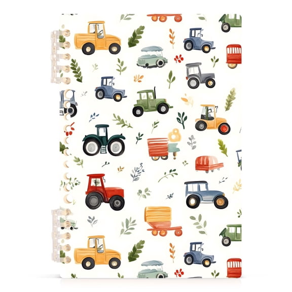 Spiral Journal Notebook Cars Tractors Leaf A5 Lined Hardcover PP Material with 60 Pages Paper College Ruled Notebook for Work Note Taking Writing 5.7x8.3 Inch
