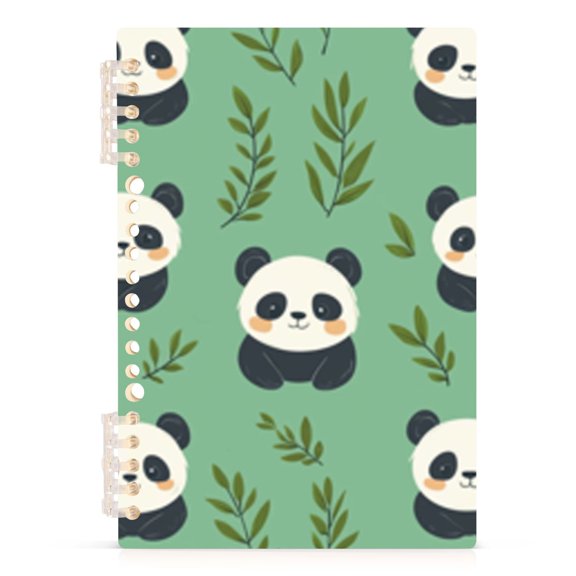 Spiral Journal Notebook Cartoon Cute Panda A5 Lined Hardcover PP Material with 60 Pages Paper College Ruled Notebook for Work Note Taking Writing 5.7x8.3 Inch